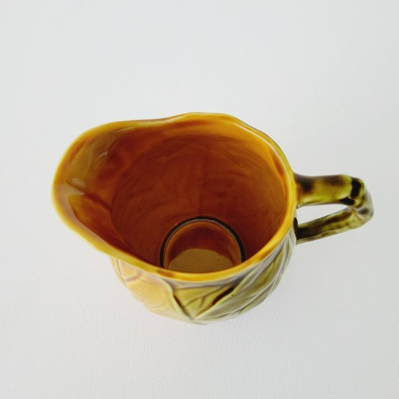 Vintage Royal Winton Grimwades Creamer with Embossed Leaves in Green/Brown Glaze - Picture 7 of 11